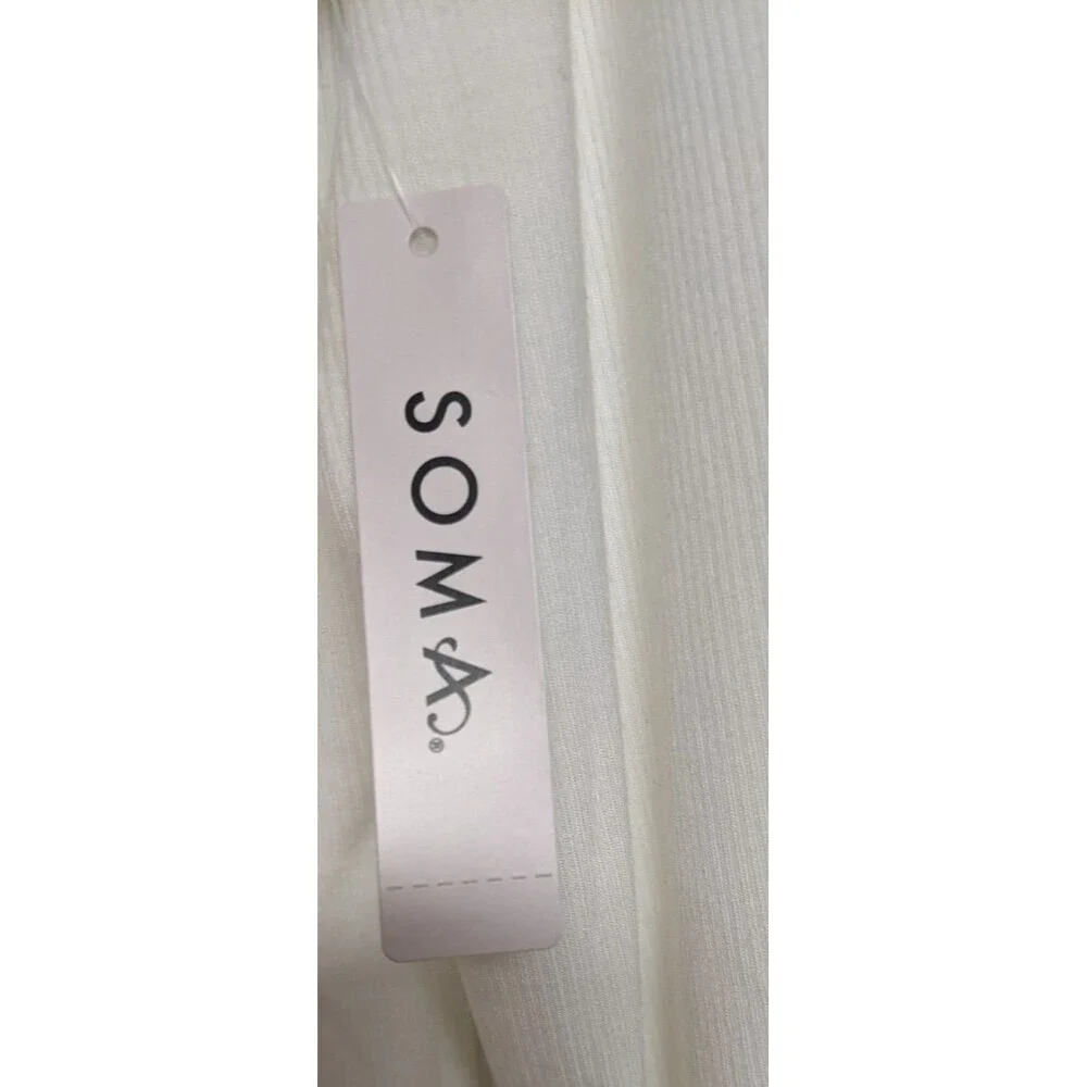 NWT~SOMA White Ribbed Mock Neck Bodysuit w/ Built-In Bra Medium  $69.95 - Picture 9 of 10